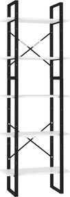 vidaXL Bibliotecă cu 5 rafturi, alb, 60x30x175 cm, lemn prelucrat