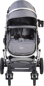 Carucior nou nascuti 2 in 1 NOVOKIDS™ Ciarra Silver PRO , Cu geanta bebe, Cadru Aluminiu , Amortizoare, Roti din cauciuc plin AVE, Landou, Modul