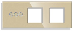 Panou Intrerupator Variator cu Touch si 2 Prize Simple Din Sticla LUXION