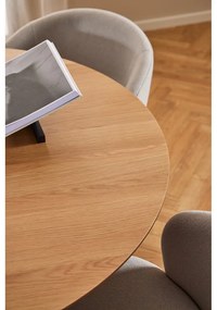 Masă de dining neagră/în culoare naturală rotundă cu blat cu aspect de lemn de stejar ø 120 cm Soli – Actona