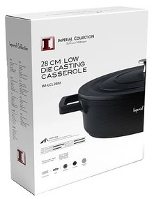 Oala marmorata joasa 28 cm, Imperial Collection IM-LCL28-M, 2.2 l, negru Negru