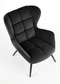 Fotoliu Tyrion velvet negru H91 cm