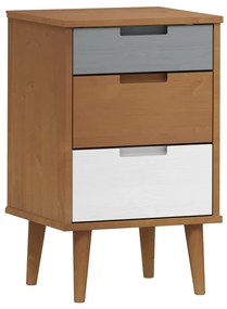 vidaXL Dulap noptieră "MOLDE", maro, 40x35x65 cm, lemn masiv de pin