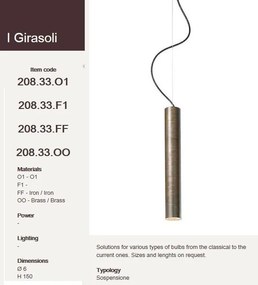 Pendul clasic antique brass diametru 6cm, H-150cm I Girasoli 208.33