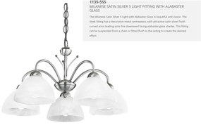Lustra suspendata stil clasic Milanese 5L argintiu 1135-5SS SRT