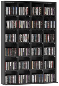 HOMCOM Mobilier de depozitare multimedia 480 CD/312 DVD - bibliotecă din lemn cu rafturi reglabile, 89 x 130,5 cm, negru | Aosom Romania