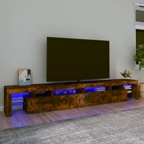 3152823 vidaXL Comodă TV cu lumini LED, stejar fumuriu, 260x36,5x40cm