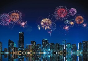 Fototapet - Focuri de artificii în Miami (147x102 cm)