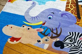 BAMBINO 2685 covor lavabil Animale, Barcă pentru copii anti-alunecare - albastru / maro