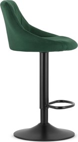 Scaun de bar verde KAST VELVET cu picior negru
