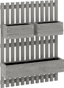 Outsunny Jardinieră murală tip grădină cu 3 bazine din lemn masiv detașabile, țesătură nețesută, 60 x 16 x 80 cm gri | Aosom Romania