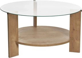 Masuta cafea CLARA, stejar, PAL/sticla, 75x75x40 cm