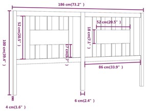 Tablie de pat, 186x4x100 cm, lemn masiv de pin 1, Maro, 186 x 4 x 100 cm