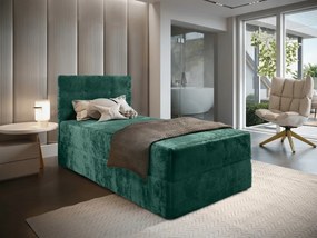 Pat boxspring tapițat GLORIEN VELVET 90x200 cm verde inchis Saltea: Saltea cu arcuri Bonell