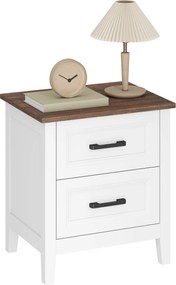 HOMCOM Noptieră cu 2 Sertare Stil Rustic Noptieră pentru Salón Dormitor 45x30x50 cm Alb | Aosom Romania