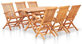 vidaXL Set mobilier de exterior pliabil, 7 piese, lemn masiv de tec