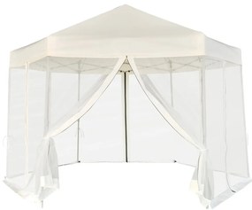 vidaXL Marchiză pliabilă hexagonală, 6 pereți, alb crem, 3,6 x 3,1 m