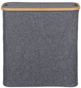Coș de rufe Noto, bambus, textil, gri închis, 54x33x54 cm