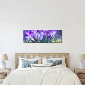 Tablou cuflori în ploaie (cu ceas) (90x30 cm)