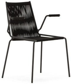 Scaune de dining negre cu cotiere/stivuibile 2 buc. din metal Emily – Marckeric