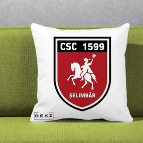 Perna Personalizata CSC 1599 Selimbar Fotbal, 40x40 cm, Alba Mata, Husa Detasabila, Perna Inclusa, BEKZ®