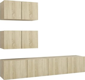 vidaXL Set dulapuri TV, 4 piese, stejar sonoma, lemn prelucrat