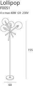 Lampadar design industrial, minimalist Lollipop 4L negru F0051 MX