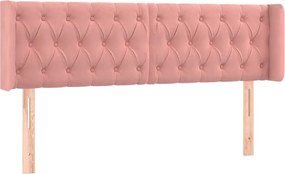 vidaXL Tăblie de pat cu aripioare roz 163x16x78/88 cm catifea