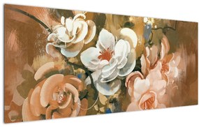 Tablou -Buchet de flori pictat (120x50 cm)