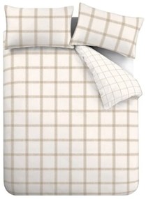 Lenjerie de pat bej din bumbac pentru pat dublu 200x200 cm Oxton Check – Bianca