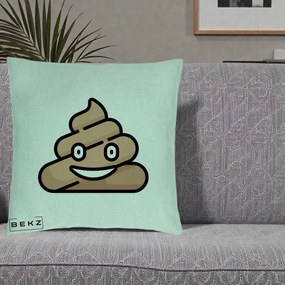 Perna Decorativa Emoji Poop Funny, 40x40 cm, Verde Menta, Husa Detasabila, Perna Inclusa, BEKZ®