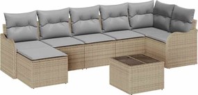 vidaXL Set de canapele pentru grădină 8 pcs bej și gri deschis