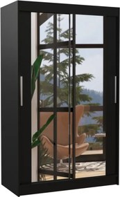 Dulap cu usi glisante si oglinda 120x200 cm, Tibago, ADRK Furniture (Culoare: Ciocolata)