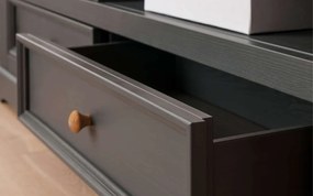 Comodă TV lemn masiv Iris Grafit, 169 × 42 × 63 cm