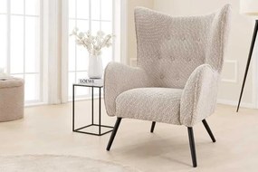 Fotoliu elegant design retro AMSTERDAM boucle greige