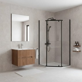 Celtic 90x90 cm cabină de duș pentagonală fără tavă negru