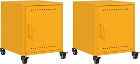 vidaXL Noptiere, 2 buc., galben muștar, 36x39x43,5 cm, oțel