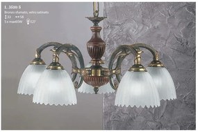 Candelabru 5 brate design italian din alama cu lemn 3510