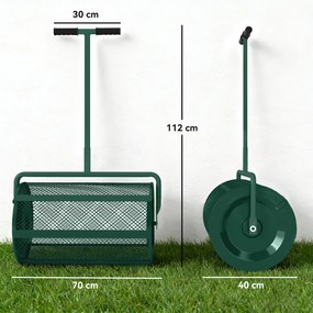 Outsunny Distribuitor de Îngrășământ 75 L din Metal cu Mâner Reglabil în T și Mâner Căptușit, 70x40x112 cm, Verde | Aosom Romania