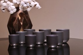 Set 50 Pahare Ceramica Novum Vulcano 150ml, Negru Carbon Mat (Espresso, Espresso Lapte)