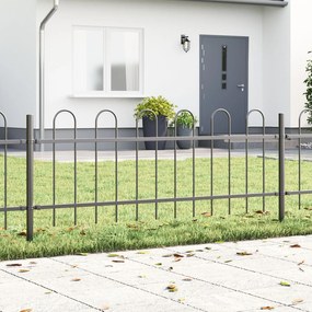 vidaXL Gard cu vârf în formă de arc, gri, 11.9 x 0.6 m, din oțel