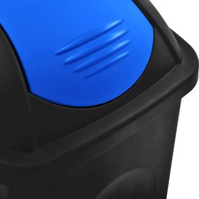 Cos de gunoi cu capac oscilant, negru si albastru, 60L Negru si albastru
