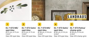 Plafoniera clasica Landhaus 21cm crom satin/ sticla opal decor albastru