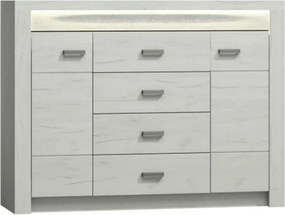 Comoda INFINITY 07, frasin alb, PAL melaminat, 137x42x104 cm