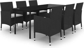 vidaXL Set mobilier de grădină cu perne, 7 piese, poliratan și sticlă