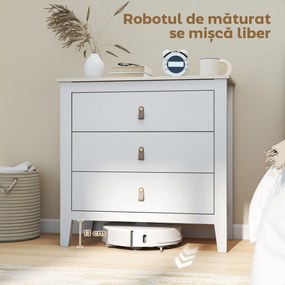 HOMCOM Comodă cu 3 Sertare și Mânere din Piele Ecologică Albă | Aosom Romania
