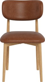 MAZZONI EXPORT ALMO Piele ecologică Retro Brandy / cadru stejar lăcuit - SCAUN DIN LEMN PENTRU LIVING SUFRAGERIE BUCĂTĂRIE RETRO