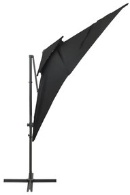 Umbrela suspendata cu invelis dublu, negru, 250x250 cm Negru