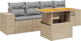 vidaXL Set canapele de grădină cu perne, 5 piese, bej, poliratan