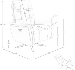 Fotoliu design LUX cu functia relax Cowhide brown leather